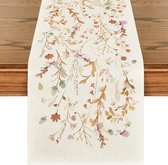 Tafelloper Bloemen - Vintage tafelloper - Table Runner Bloemenprint Tafellinnen - Tafelloper van katoen en linnen Tafelkleed - Rustieke tafeldecoratie - Bruiloft - Keuken - Interieur- en exterieurdecoratie - Vakantie - Feest - 33*183cm