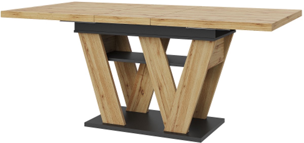 Uitschuifbare Eettafel 119-158.5x80x75 cm, Eettafel, Keukentafel, Tafel Voor Woonkamer – Geschikt Voor Thuiswerkplek En Woonkamer – Houtkleur, Met W-vormige poten