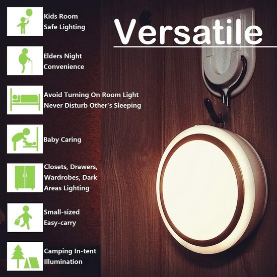 Nachtlampje - Touch Lamp Oplaadbaar - Dimbaar Nachtlampje - Met Timer 10 Min - LED Warm Wit 3000K - Draadloos Stick On Lamp - Kastverlichting - Baby en Kinderkamer - Geheugenfunctie van Merkloos — afbeelding 5