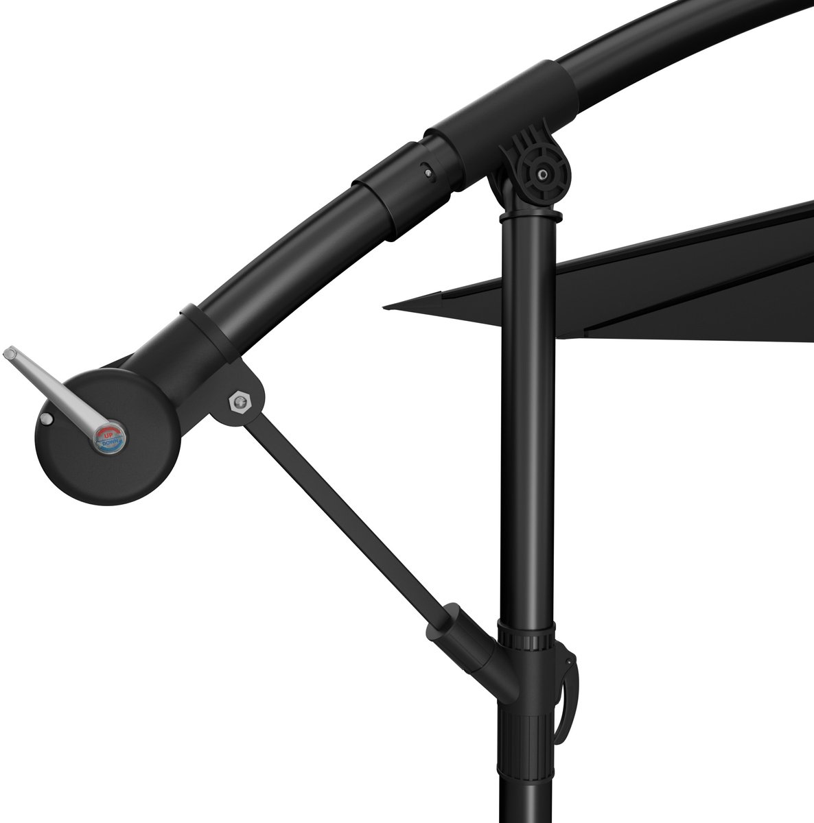 Zweefparasol Ø350 cm - Aluminium Parasol Kantelbaar 360° Draaibaar - Hangparasol met Kurbel UV-bestendig Waterafstotend - Tuinparasol Zonder Middenpaal - Donkergrijs – foto 3