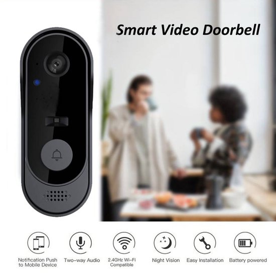 Draadloze Video Deurbel - Slimme Camera - Huisbewaking - 1080p HD Beeld - 17 x 9 x 6 cm - Grijs — afbeelding 3