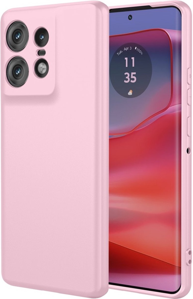 Hoesje geschikt voor Motorola Edge 50 Pro - Phonesta Soft Silk Silicone Back Cover - Roze