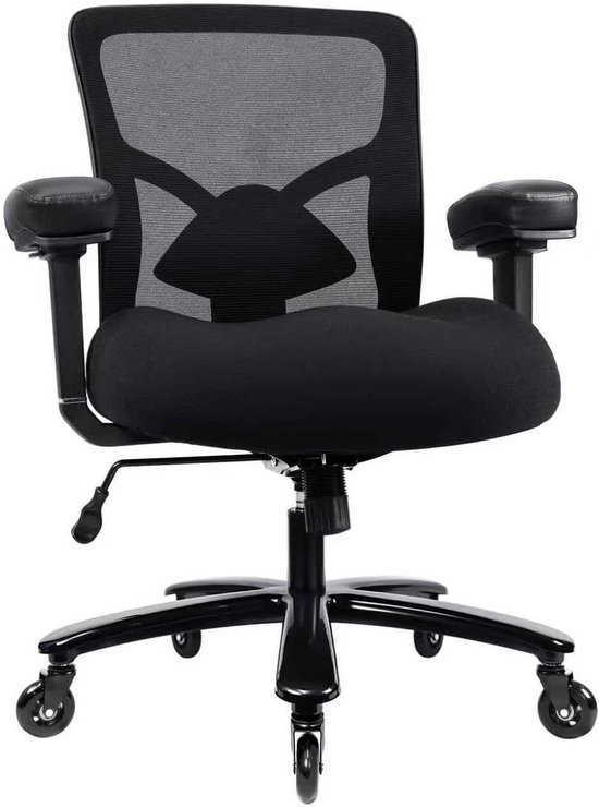 Diablo V-Basic Bureaustoel Ergonomische 3D Armleuningen Verstelbare Hoofdsteun en Lendensteun Lendesteun Mesh Stof (Wit-Zwart