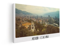 Artaza Canvas Schilderij Skyline Medellín - 60x30 cm - Wanddecoratie Colombia Landschap - Muurdecoratie Bergen - Schilderijen Op Canvas