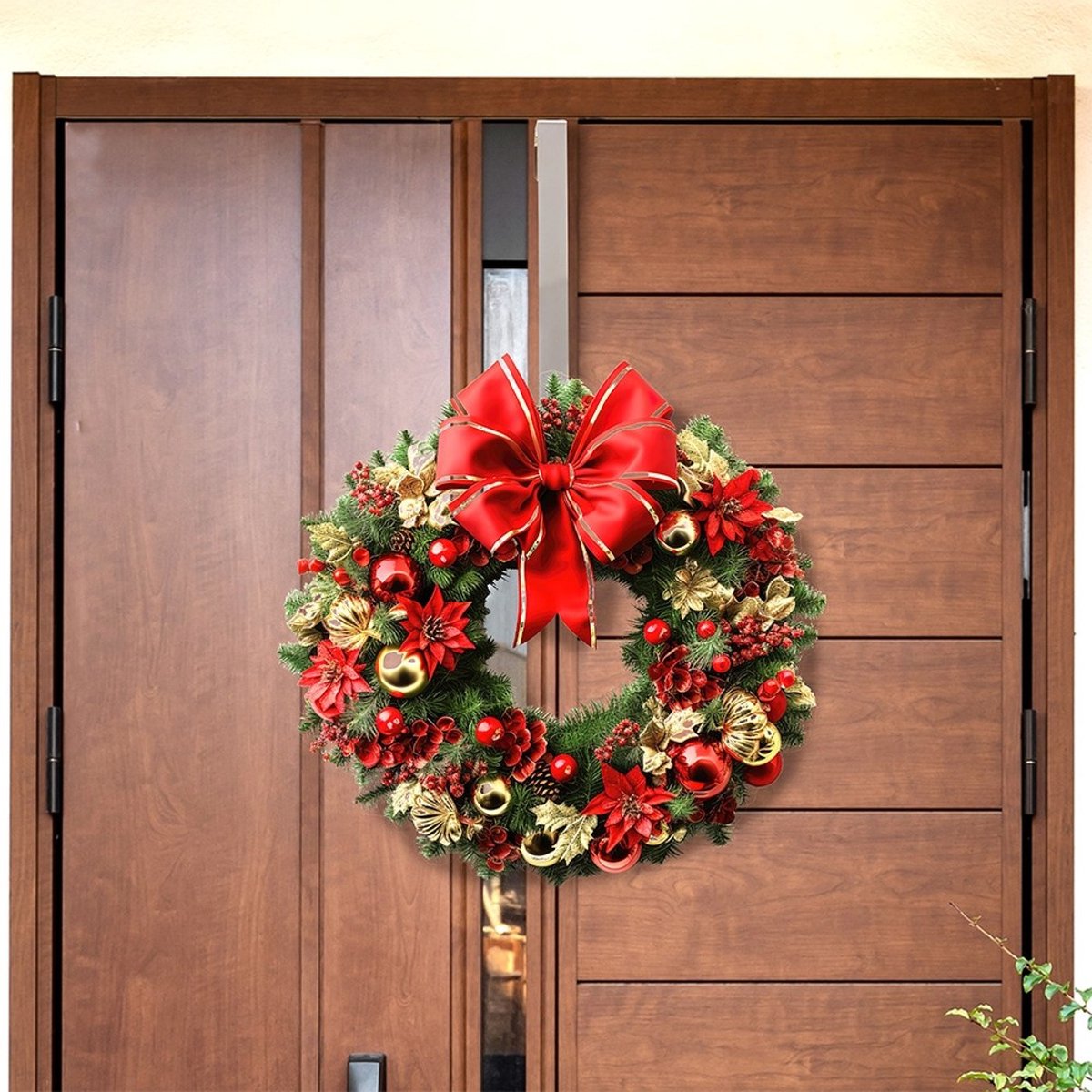 Christmas Decoration kerstkrans deurhanger - zilver - 29,5 cm - metaal - krans ophangen - haak – foto 6