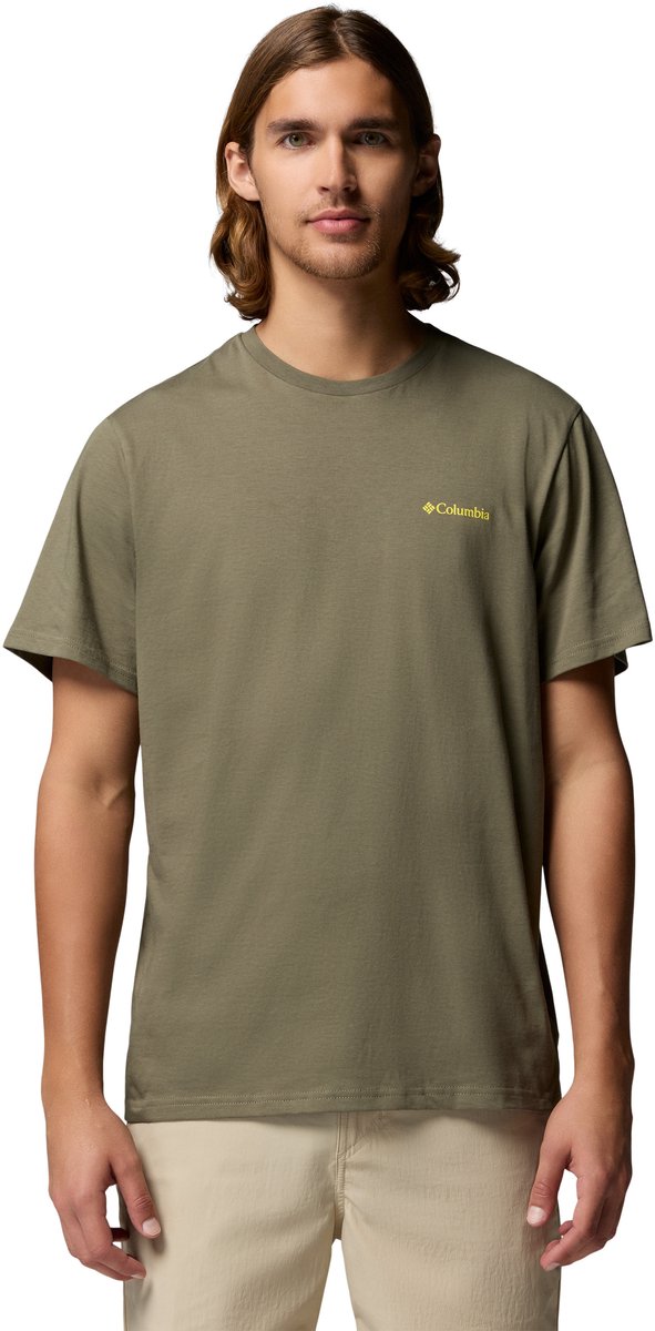 Columbia CSC™ Outdoor Back Graphic Tee Heren Outdoorshirt - Stone Green, Shining Sandscape