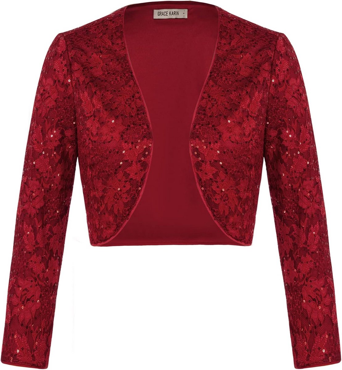 Dames Vest met Glitter Pailletten en Kant | Vintage Bolero met 3/4 Mouwen