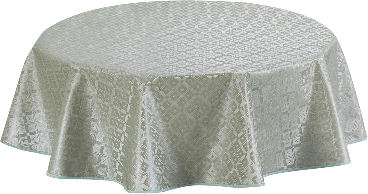 Rond Tafelzeil PVC Saliegroen - 155 cm - Reliëf en Veegschoon