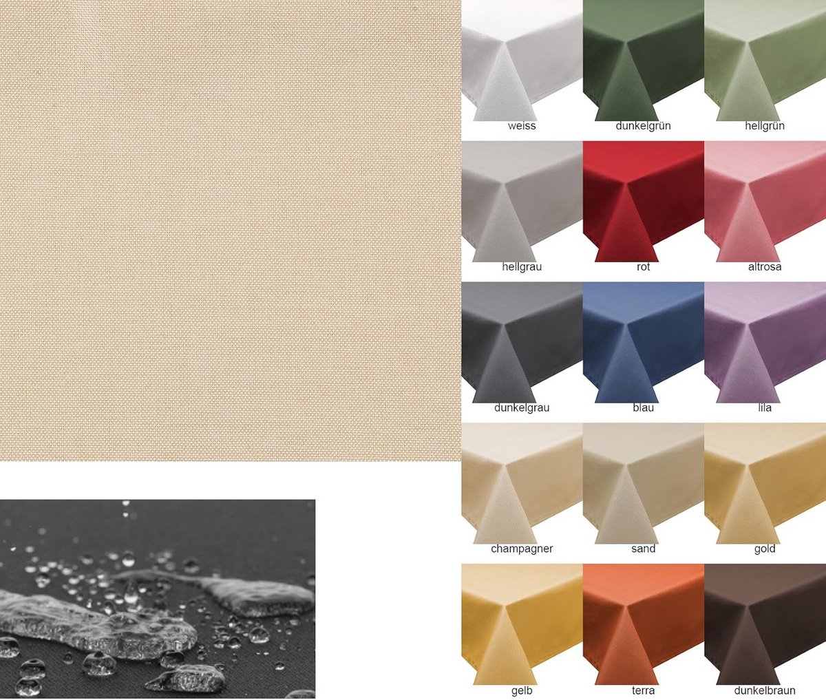 Ovaal Tafelkleed Linnenlook 160x260 cm Champagne Vuilafstotend