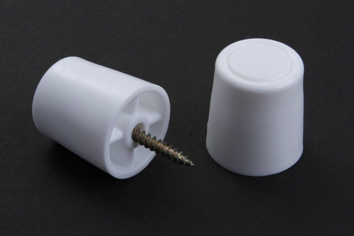 2x Deurstopper voor Wandmontage - Wit Kunststof - Voorkomt Muurschade - Diameter 27 mm