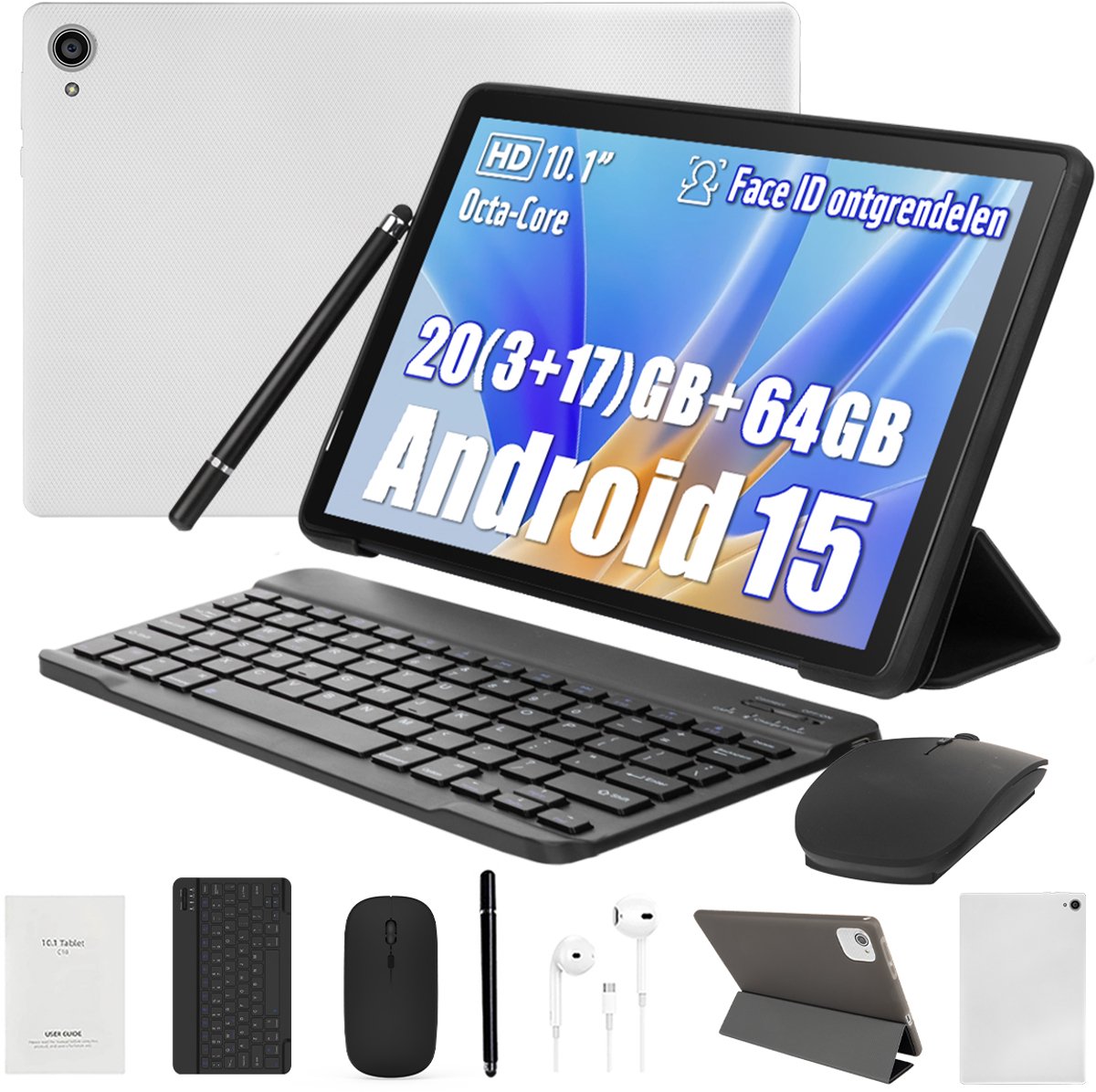 Hotlight C10L - Android 15 Tablet - 10.1 inch - 20(3+17)GB RAM/64GB ROM– 5000mAh - WiFi 6 - 5MP+8MP Camera - Wit