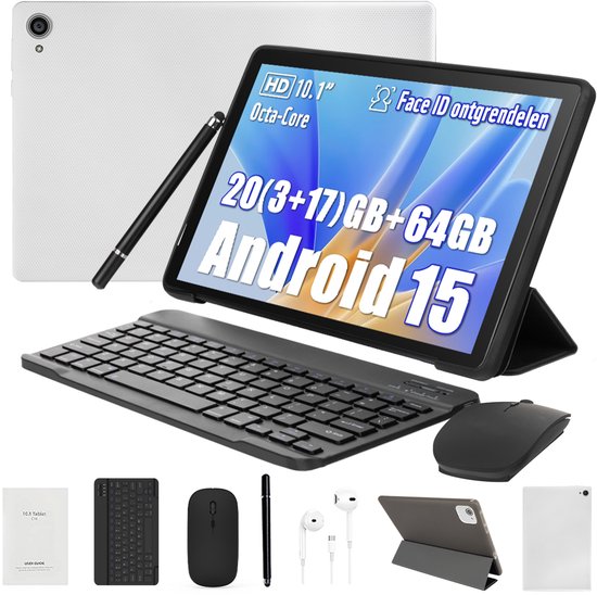 Hotlight C10L - Android 15 Tablet - 10.1 inch - 20(3+17)GB RAM/64GB ROM– 5000mAh - WiFi 6 - 5MP+8MP Camera - Wit