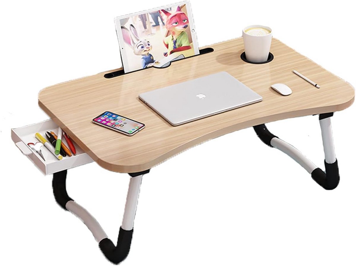 Opvouwbare Laptoptafel met Lade voor Bed, Bank en Vloer - Staand Bureau