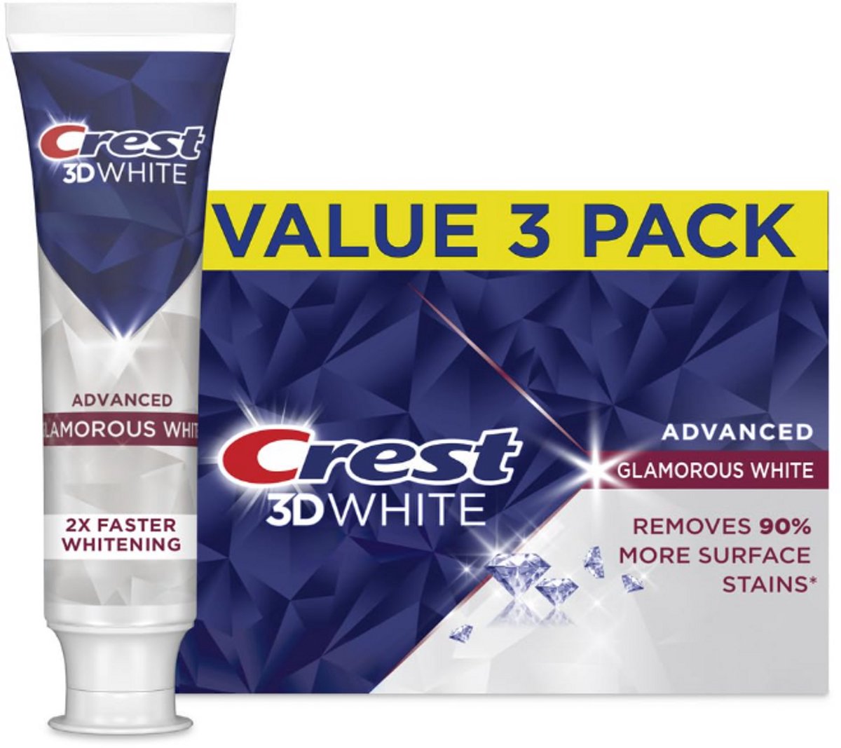 Crest 3D White Advanced Glamorous White Tandpasta – Intensieve Tanden Whitening – Verwijdert Oppervlaktevlekken – 3 Pack