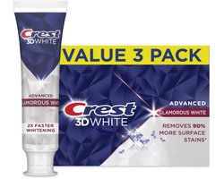 Crest 3D White Advanced Glamorous White Tandpasta – Intensieve Tanden Whitening – Verwijdert Oppervlaktevlekken – 3 Pack