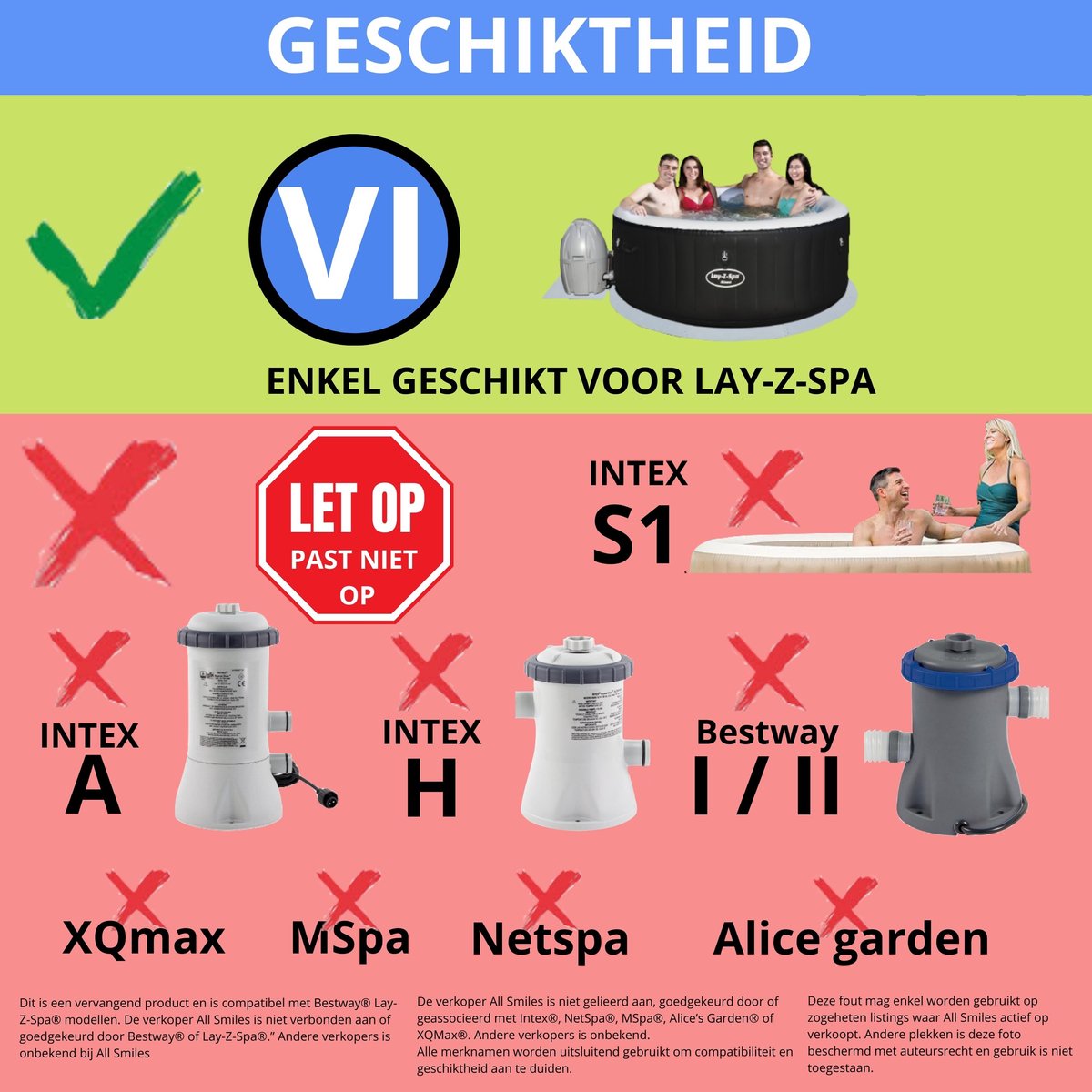 4 x Filter VI voor zwembad - geschikt voor Bestway Miami, Lay-Z-Spa Pool filter - Filterpatroon VI — afbeelding 4
