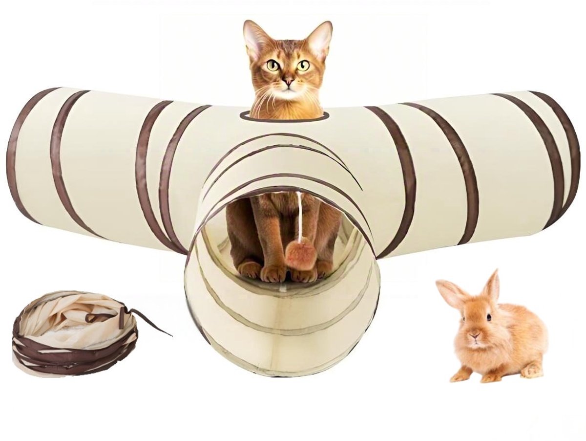 IBETTERTEC - Huisdier intelligentiespeelgoed - Opvouwbare kattentunnel - Agility tunnel - Speelgoed voor kittens, puppy's, konijnen, kleine honden - Katten speelgoed - Hondenspeelgoed - Speeltunnel