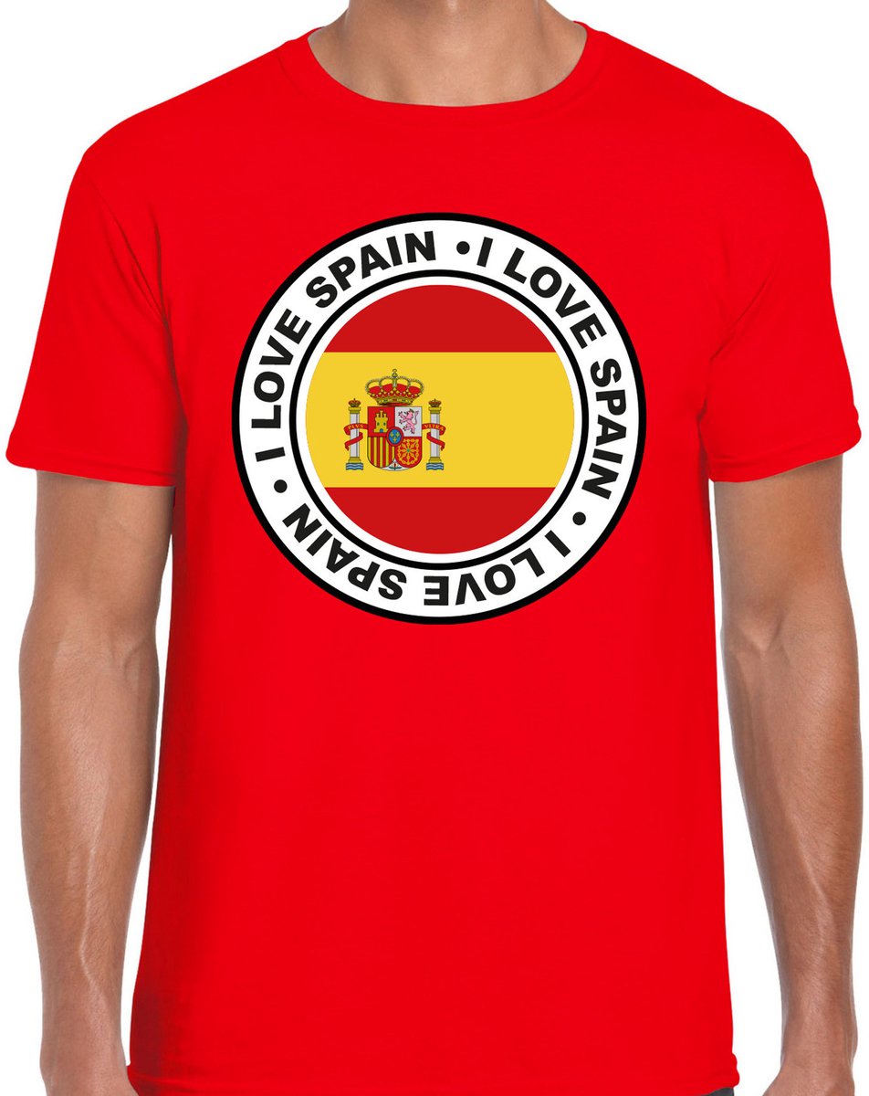 Bellatio Decorations Verkleed T-shirt voor heren - I love Spanje - rood - voetbal supporter - themafeest M