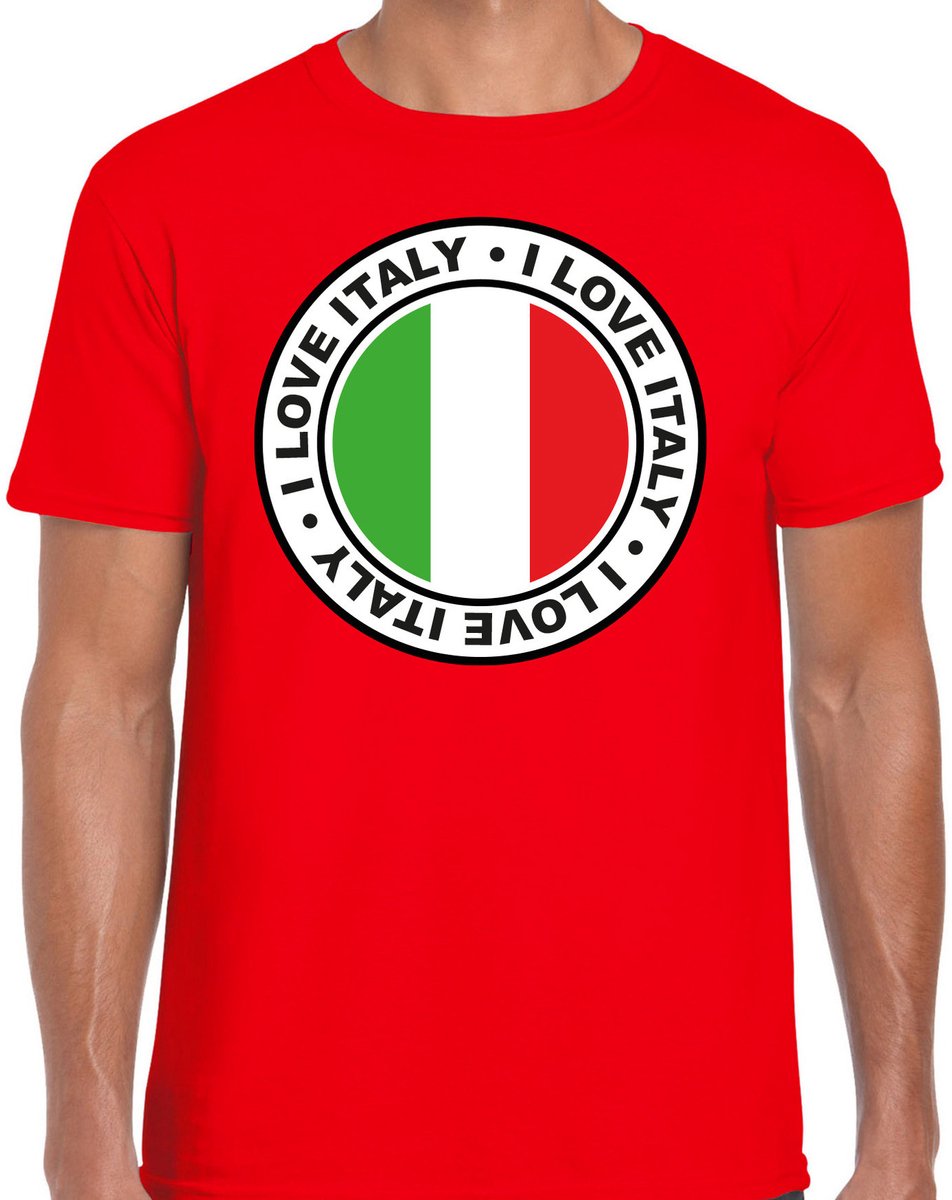 Bellatio Decorations Verkleed T-shirt voor heren - I Love Italy - rood - voetbal supporter - themafeest S