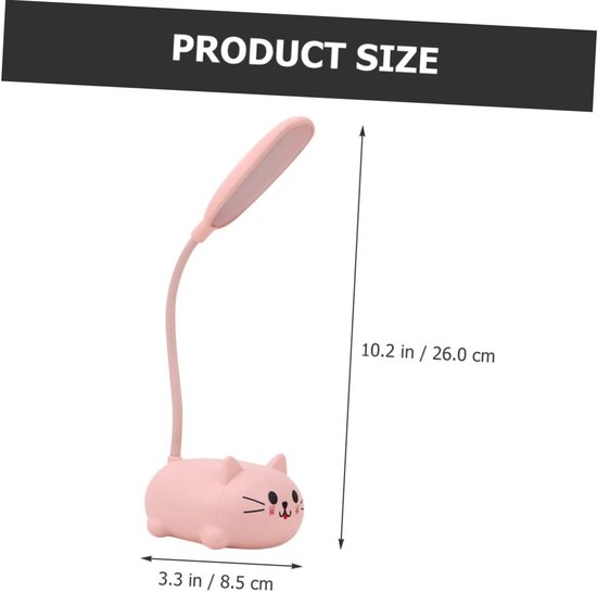 Bureaulamp - Bureaulamp led - leeslamp - studielamp - tafellamp - nachtlampje - opvouwbare lamp - USB oplaadbaar - 400 mAh - 1 stand - ABS - 0,6 W - 9 x 7 x 18 cm - kat vorm - roze — afbeelding 2
