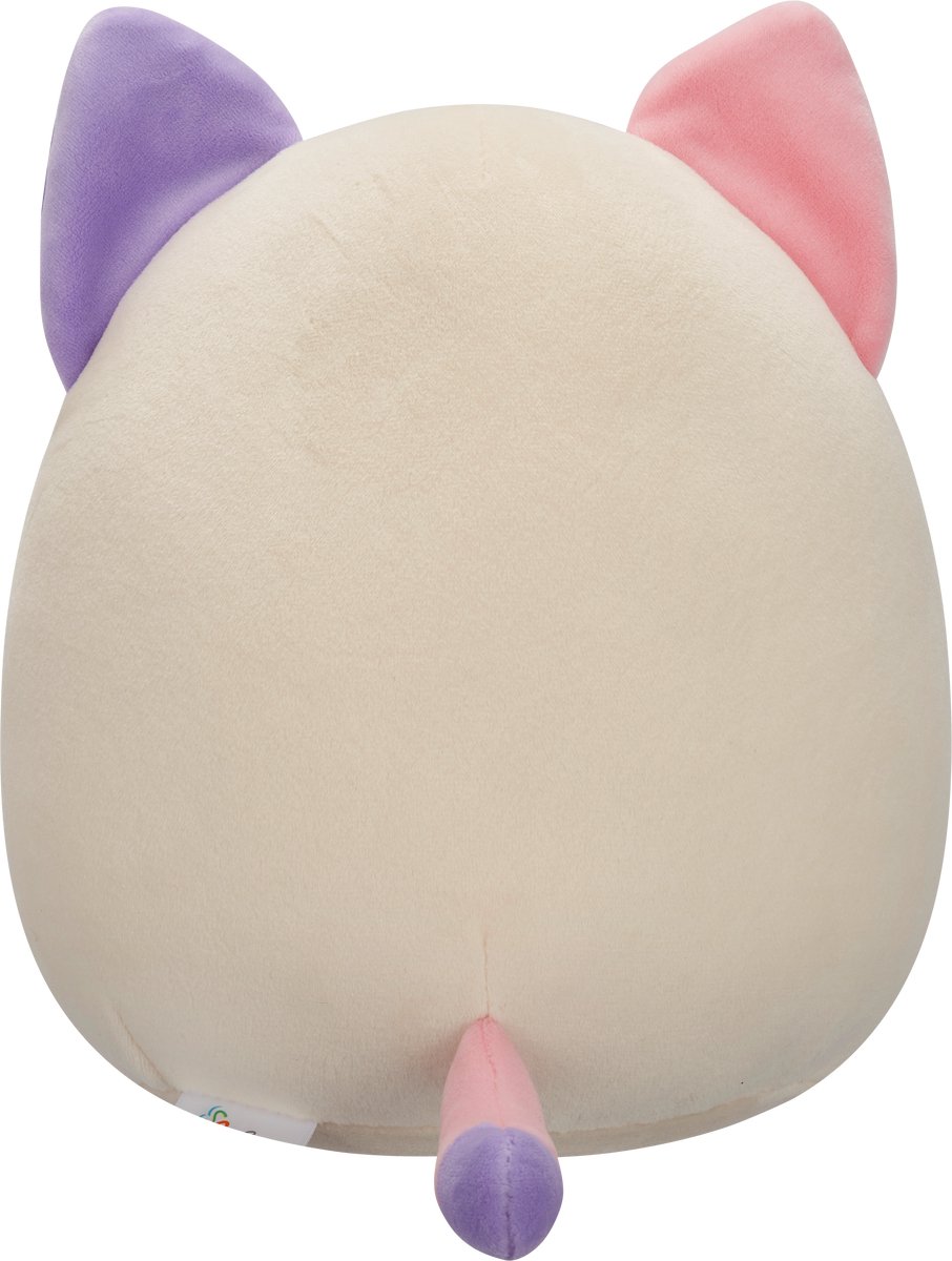 SQUISHMALLOW VALENTIJNSDAG - 19cm Plush Nell - Pink And Purple Calico Cat W/Pink Belly, Closed Eyes and Heart — afbeelding 3