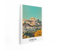 Artaza Canvas Schilderij Athene - 90x120 cm - Wanddecoratie Akropolis - Muurdecoratie Parthenon - Vintage Schilderij Griekenland