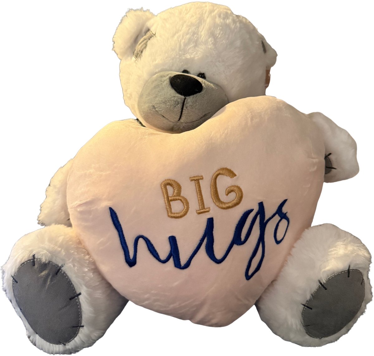 Schattige Witte Teddybeer met BIG HUGS – Beer Pluche Knuffel Wit met BIG HUGS 35 cm - Knuffelbeer - Teddybeer - Pluche beer - Perfect Cadeau voor Valentijn of Verjaardag