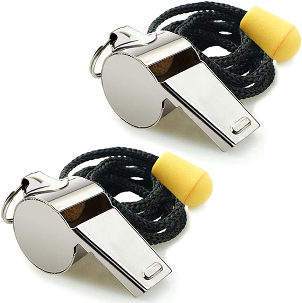Imperatoris - Scheidsrechtersfluitje - Sport Fluitje - Met Koord - Voor Voetbal, Hockey en Training - Hard Geluid - RVS - 2 Stuks - Zilver