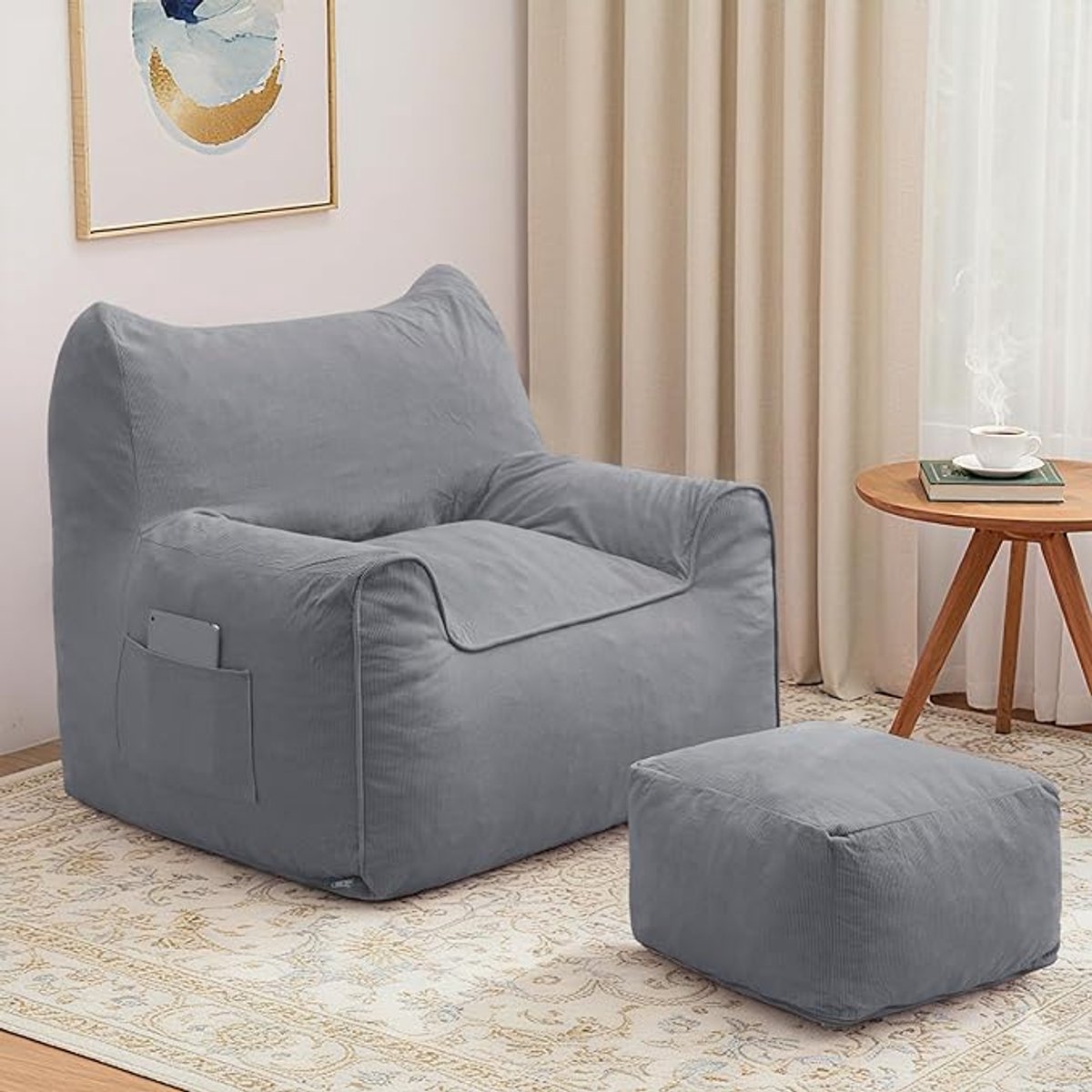 Omvormbare Klapbank met Kunstbont 70x90x80 cm – Comfortabele Zitzak en Slaapstoel voor Woonkamer en Slaapkamer – Pauwhome
