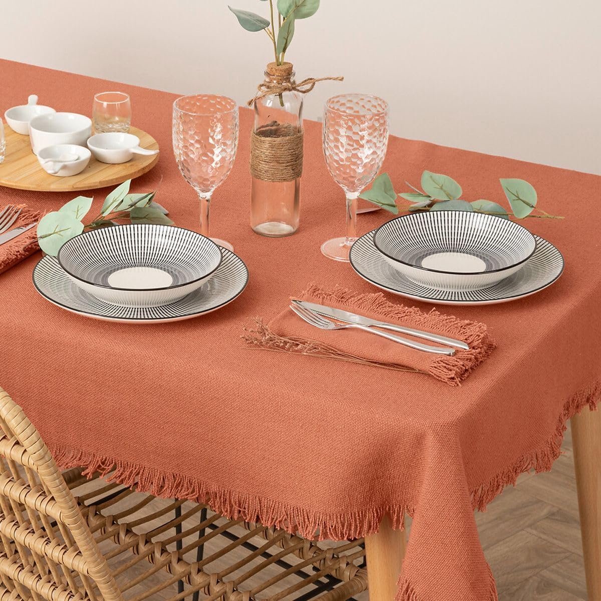 Groot Rechthoekig Tafelkleed Katoen 250x150 cm in Terracotta Roze