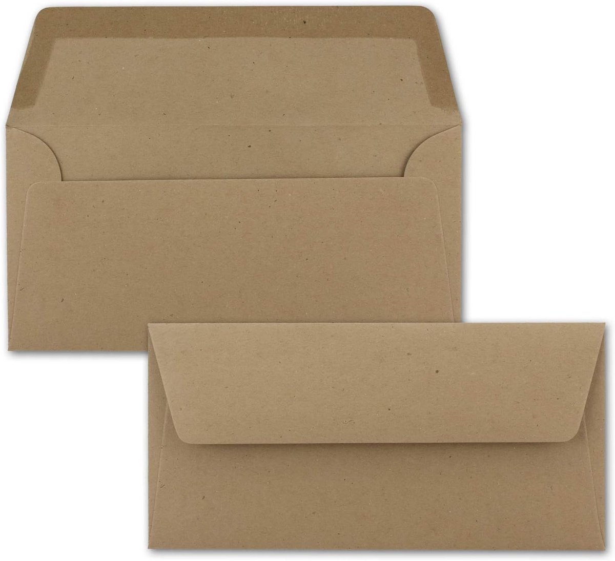 Set van 30 Kraftpapier Kaarten en Enveloppen Zandbruin DIN Lang Ongeveer 11x22 cm