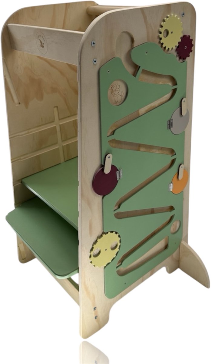 Liefjes & Co Montessori Leertoren met Glijbaan & Krijtbord – In Hoogte Verstelbaar – Houten Keukentoren & Speeltoren – Kindertrap & Tekenbord – FSC® Hout — afbeelding 2