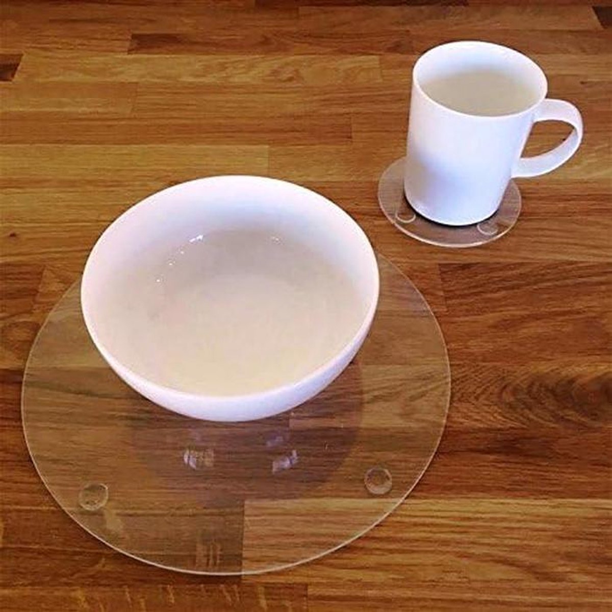 Set van 4 Ronde Transparante Placemats en Onderzetters - 3mm Acryl