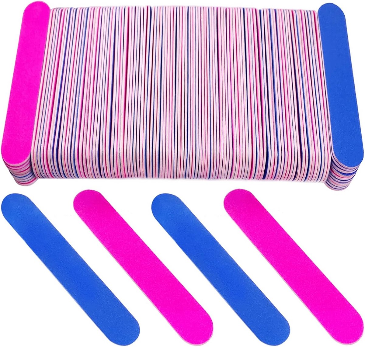 100 Stuks Nagelvijlen Set - Dubbelzijdig 100/180 Grit - Rechthoekig Schoenmodel