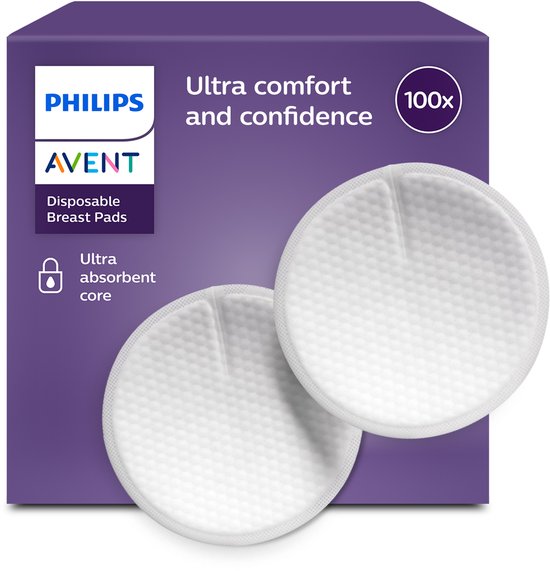 Philips Avent Zoogcompressen - 100 stuks - Dun, Ademend en Tegen Lekken - SCF254/13