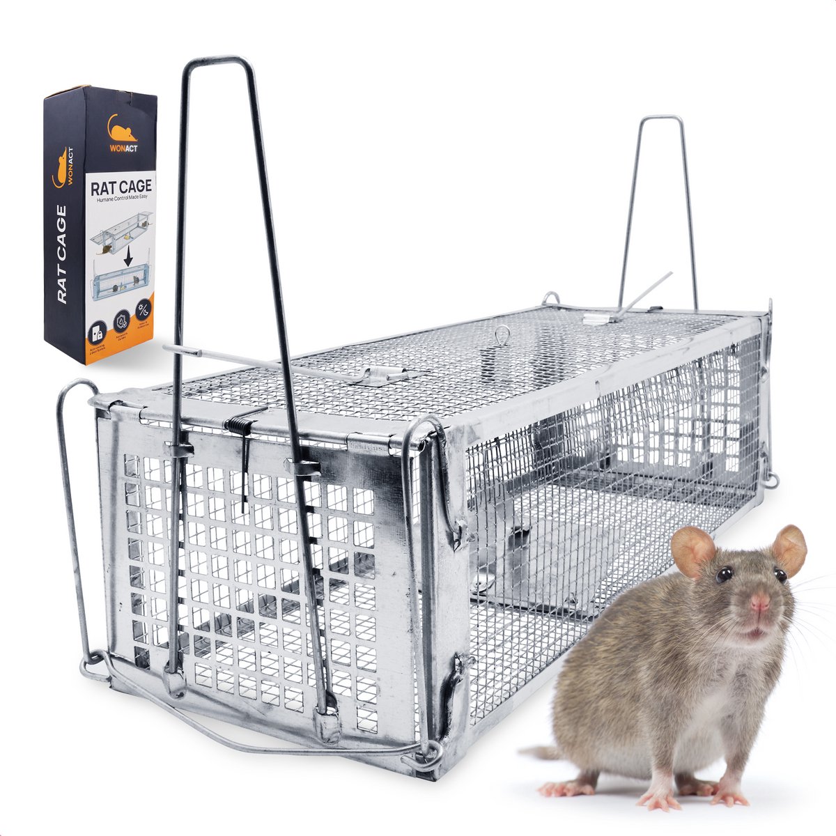Wonact Rattenkooi - Rattenval - Muizenval - Rattenvangkooi - Ratten bestrijden - Groot - 42CM - Diervriendelijk - Zonder Rattengif of Rattenvergif