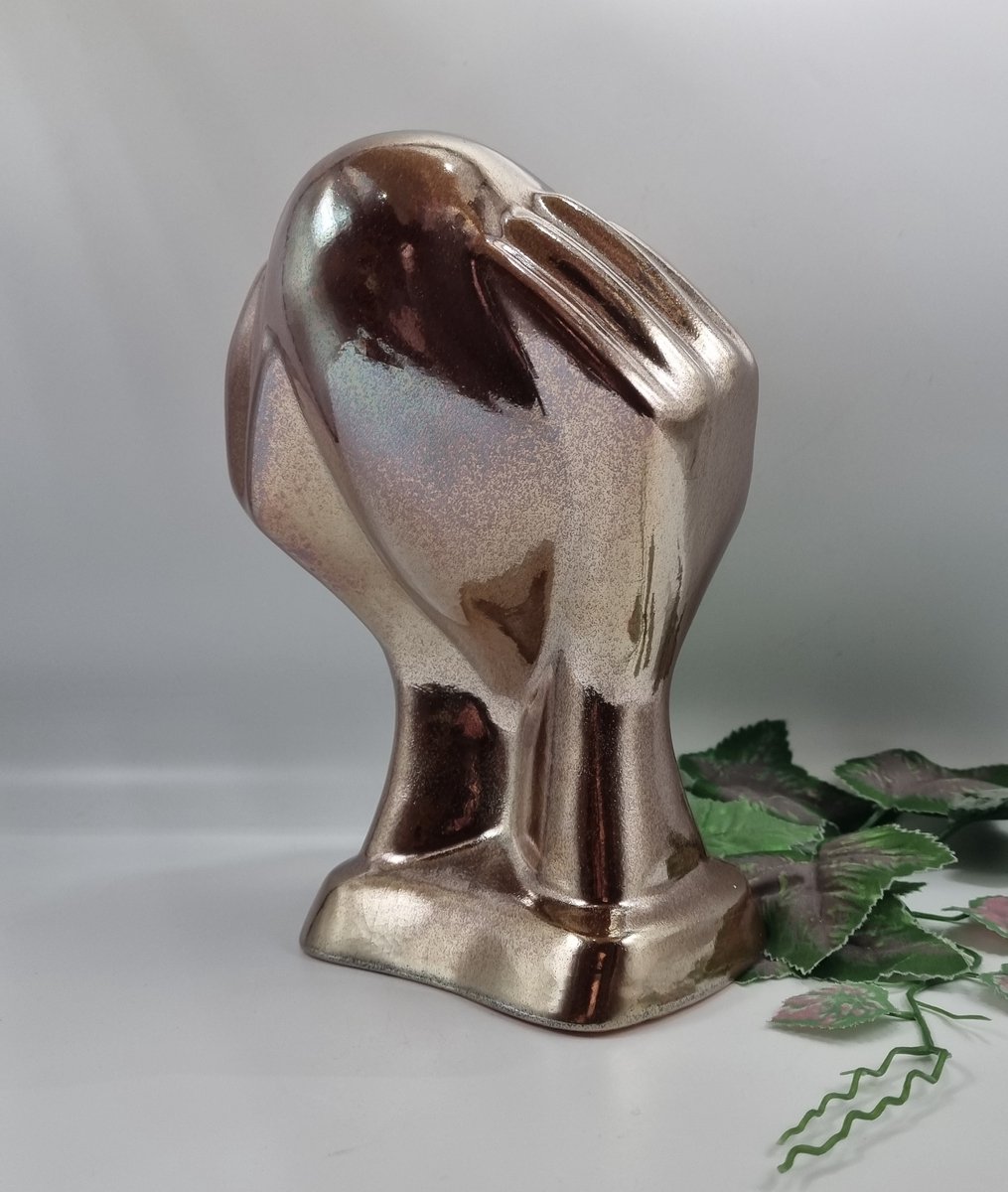 Urn - 1 askamer - Keramiek - Hart in handen - Goud - 1200ml - Hand-made