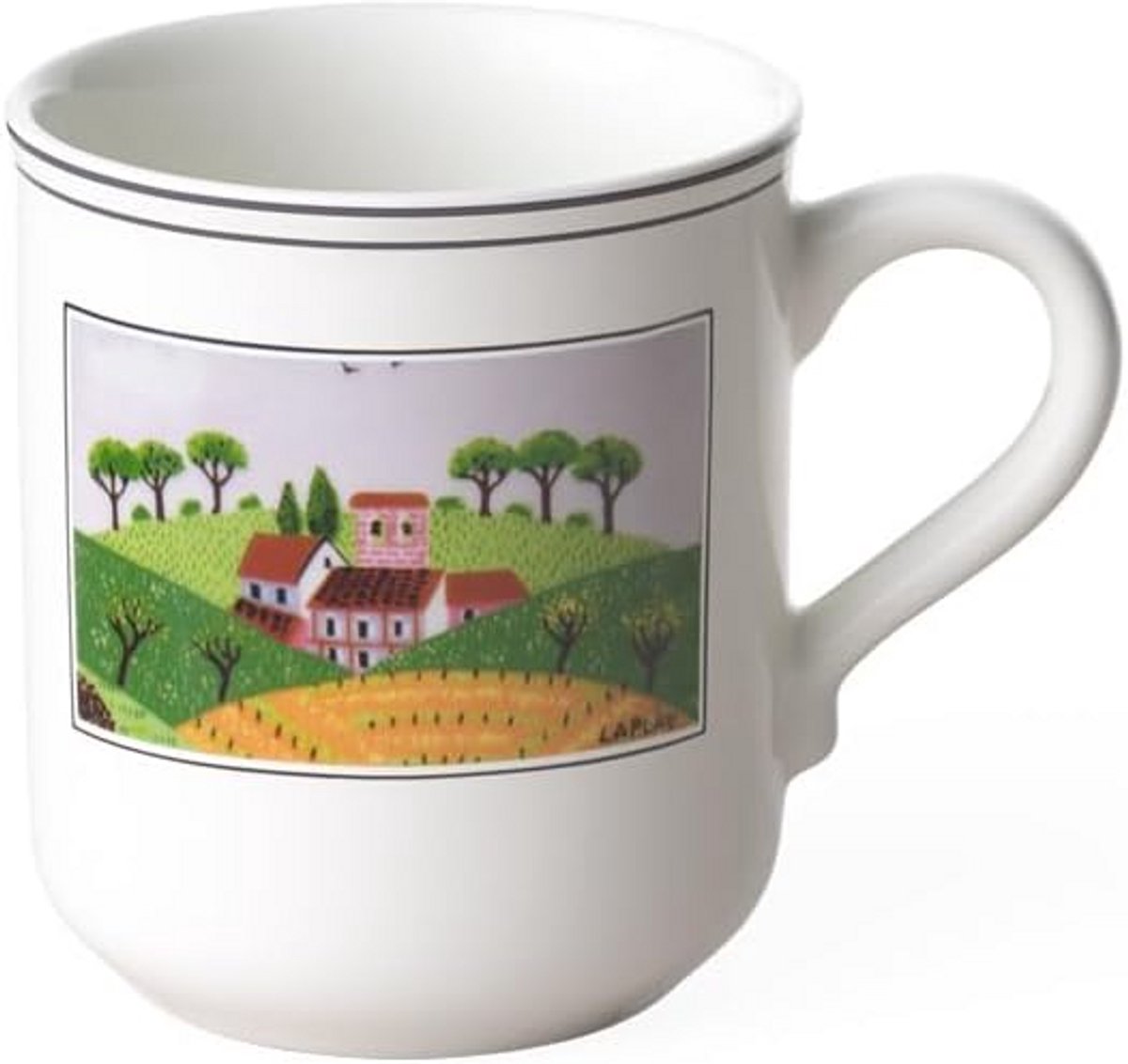 Porseleinen Koffiekop met Oor in Folk-Art Design - Vaatwasmachinebestendig