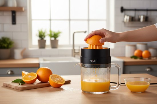 Oliver Voltz - Citruspers - 1.2 L - Elektrische Citruspers / Sinaasappelpers - Fruitpers - Juicer - 30 W - Zwart / Oranje van Merkloos — afbeelding 5