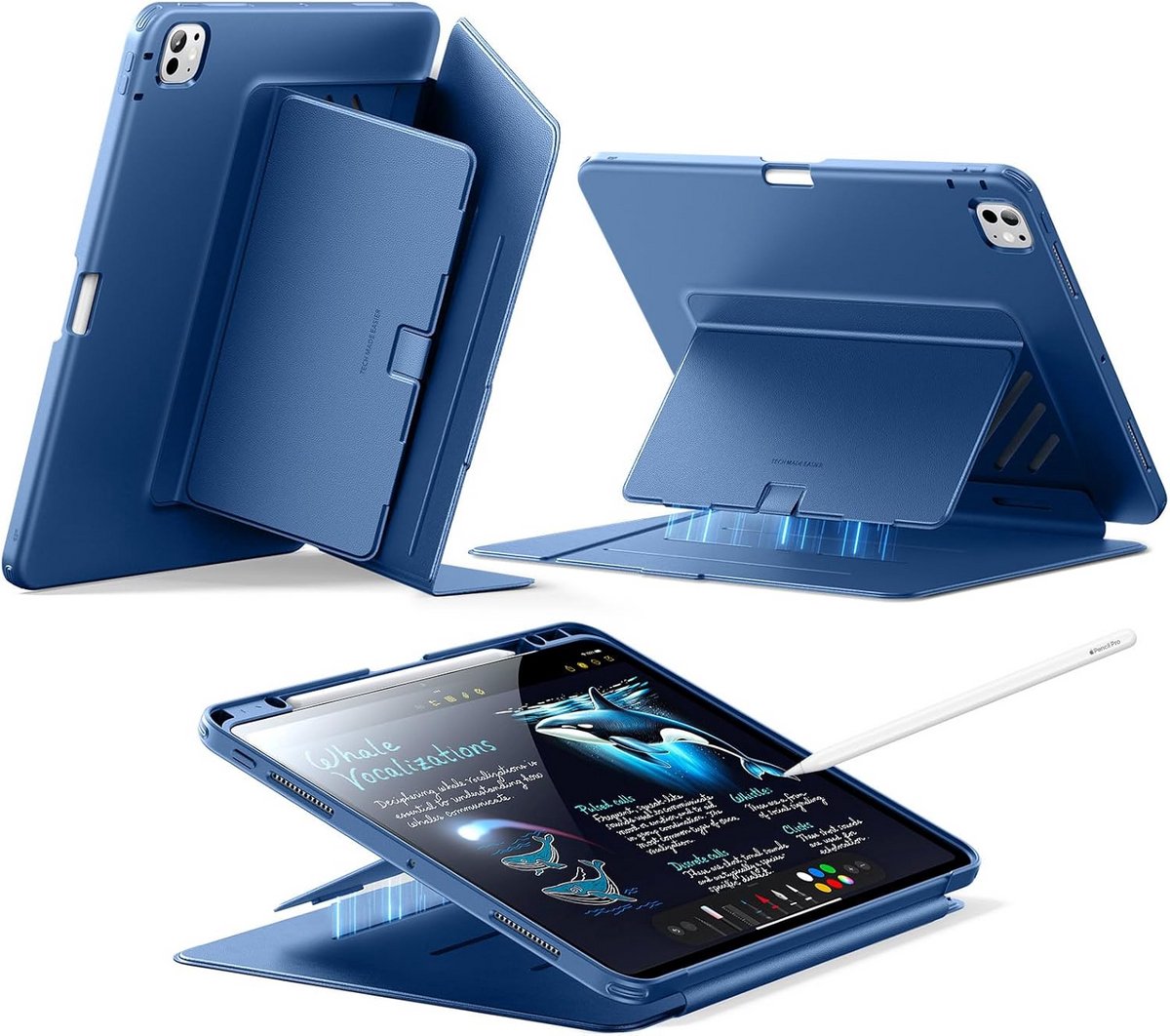 Beschermhoes voor iPad Pro 13 inch M4 (2024) met Verstelbare Standaard en Penhouder