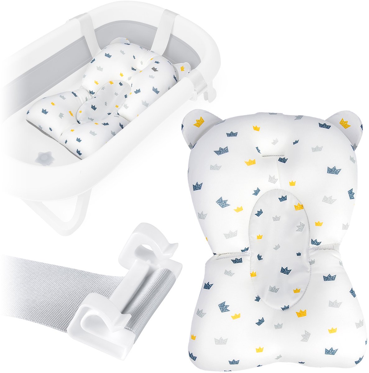 Babybadkussen badinzetstuk Ricokids wit-blauw