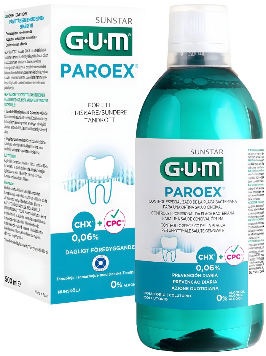 GUM Paroex – Mondspoeling – 0,06% Chlorhexidine – Tandvleestherapie – 500 ml