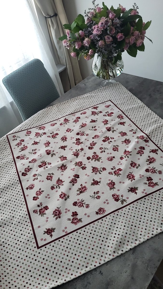 Tafelkleed Gobelinstof Red roses 100*100cm
