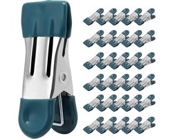 Extra stevige wasknijpers, 30 stuks - 5,5 cm metalen wasknijpers, geschikt voor het drogen van foto's aan de waslijn, sokken, tassen en andere benodigdheden voor de keuken, roestvrij staal met rubberen rand, Pauwgroen