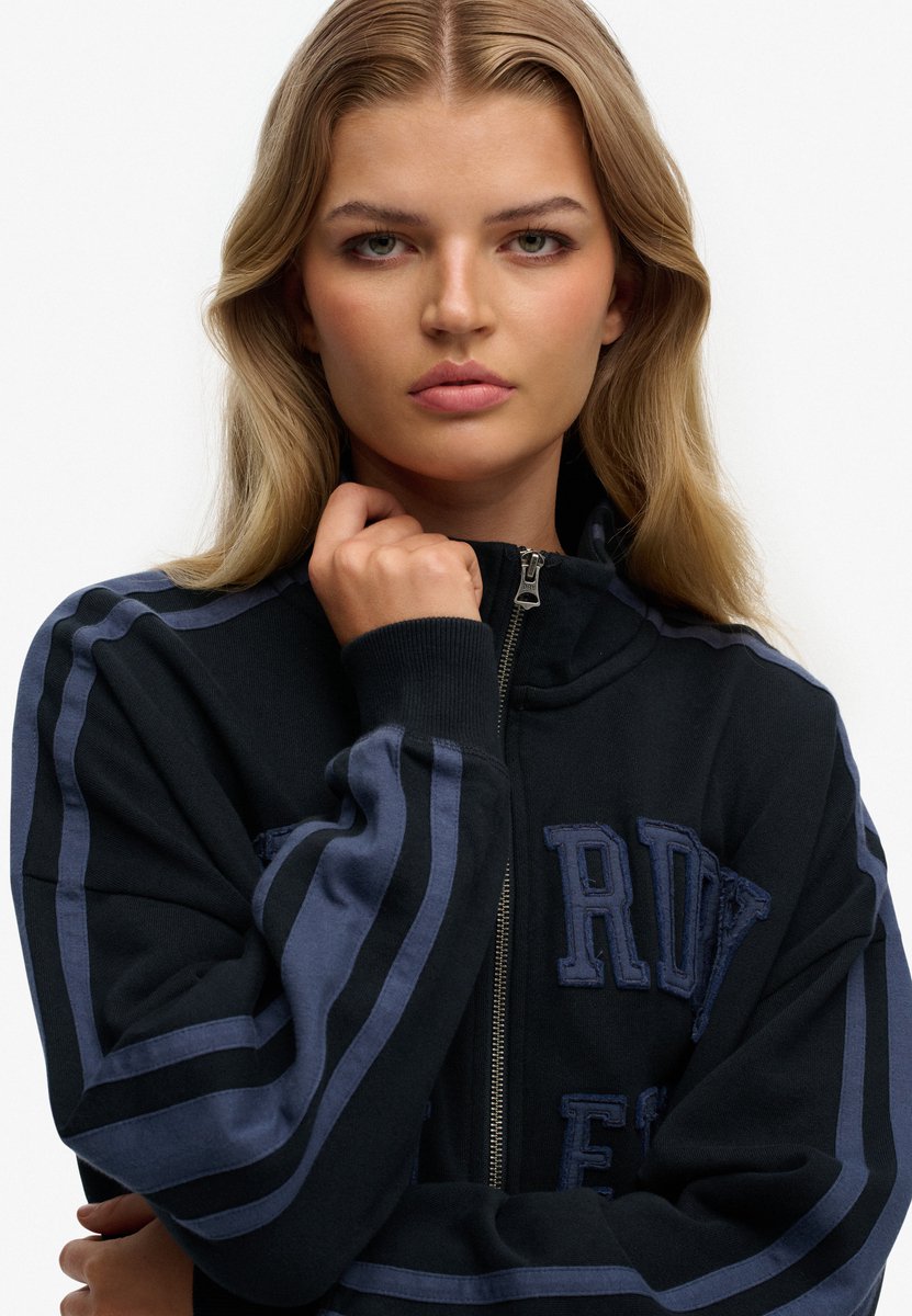Superdry Athletic Essentials Applique Losse Zip Track Top Dames Hoodies Marineblauw