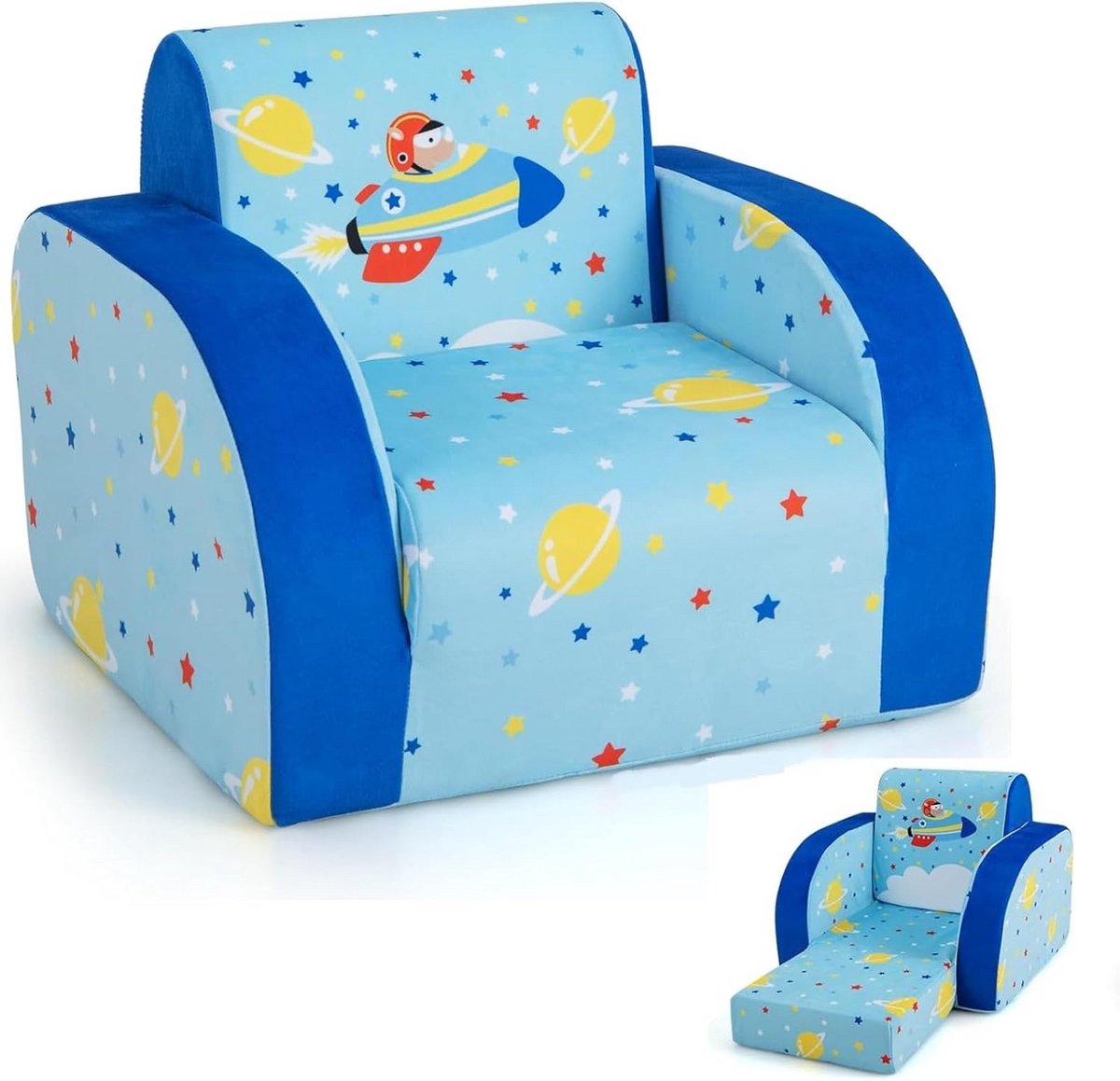 Kinderbank 3-in-1 Slaapbank - Pluche Velours Stoel Bed voor Kinderen 0-5 Jaar