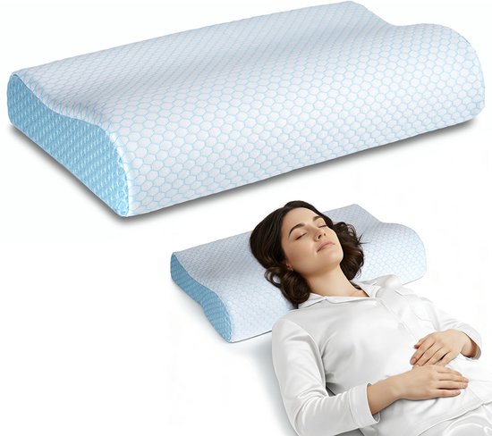 Kussen - Geheugenschuim Kussen - Visco elastische hoofdkussens - 50x30cm - 2 Hoogtes 7/10cm - Verstelbaar & Ventilerend - Voor Nekondersteuning & Betere Slaap - Met Afneembare Hoes