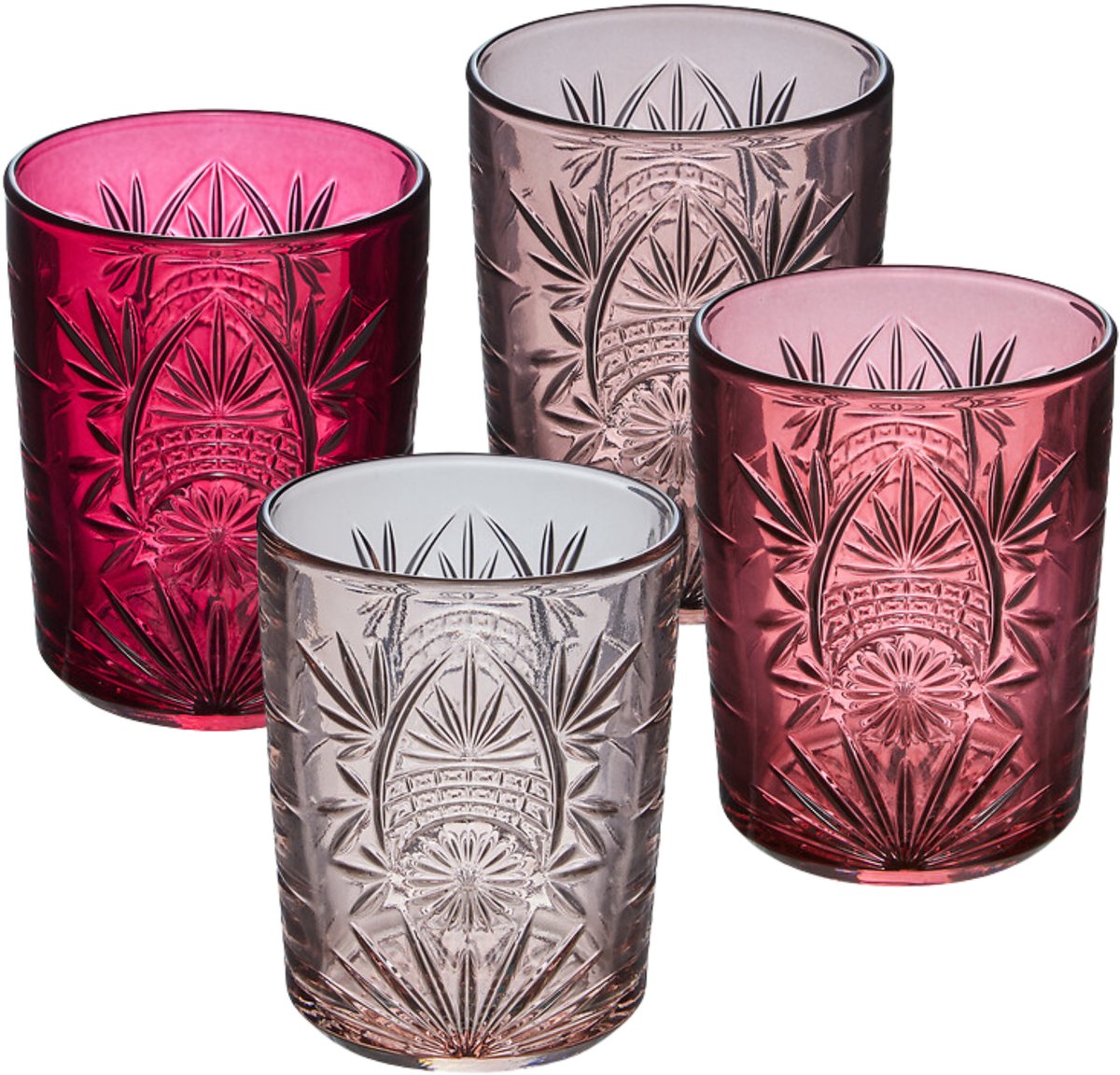 Secret de Gourmet Waterglazen / drinkglazen Ayla - 4x - transparant roze - 350 ml