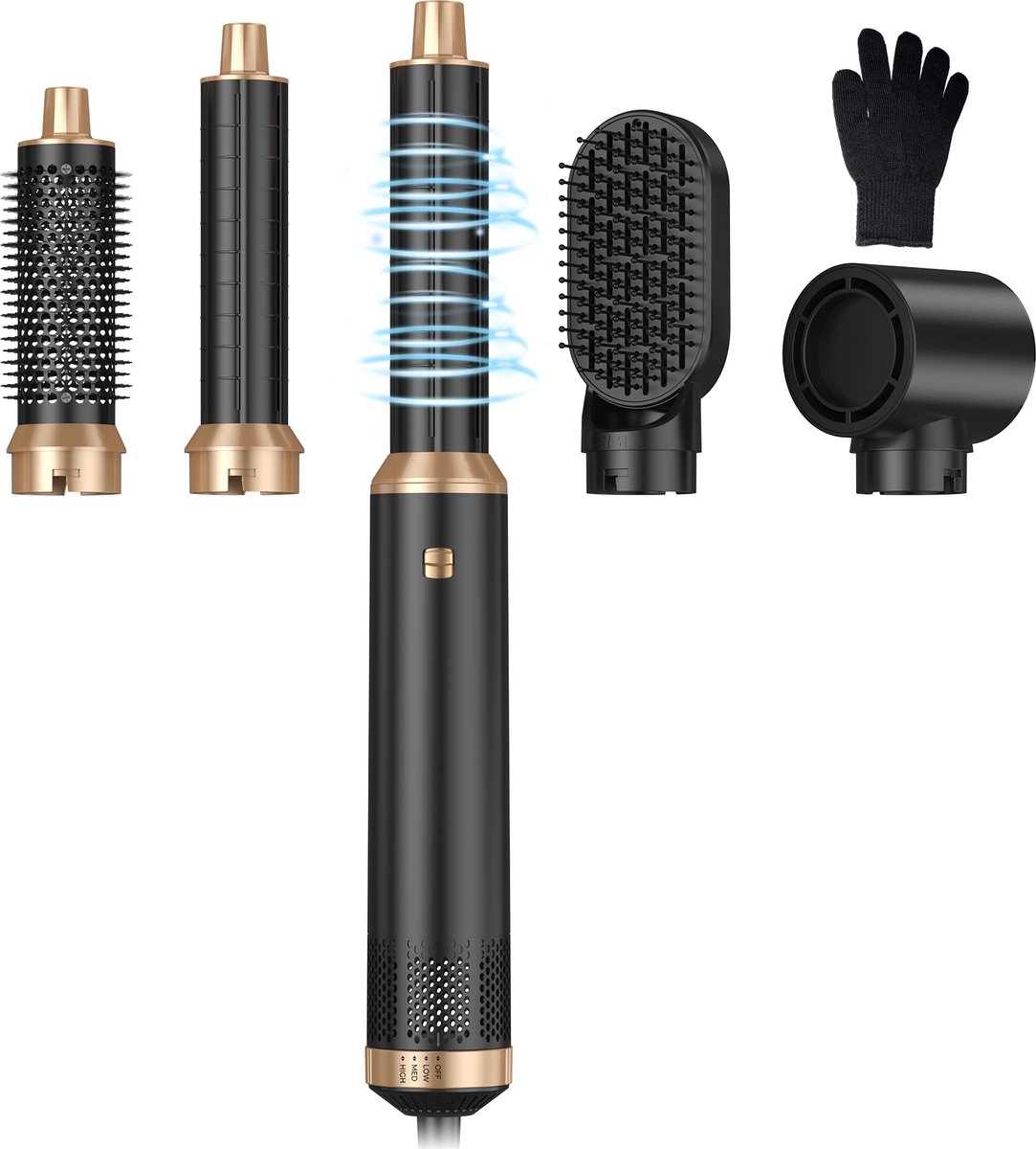 5-in-1 Multistyler Föhnborstel – Krultang + Stijltang + Airstyler – Voor Glad & Volume Haar – Inclusief Opbergdoos – 360° Kabel