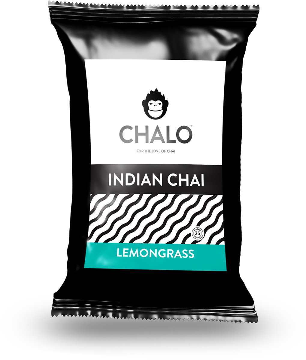 CHALO Lemongrass Chai Latte 300gr navulzak en maatschepje - authentiek Indisch - Vegan -natuurlijk -verfrissend - Citroengras Chai -Zwarte Assam thee - 25 porties
